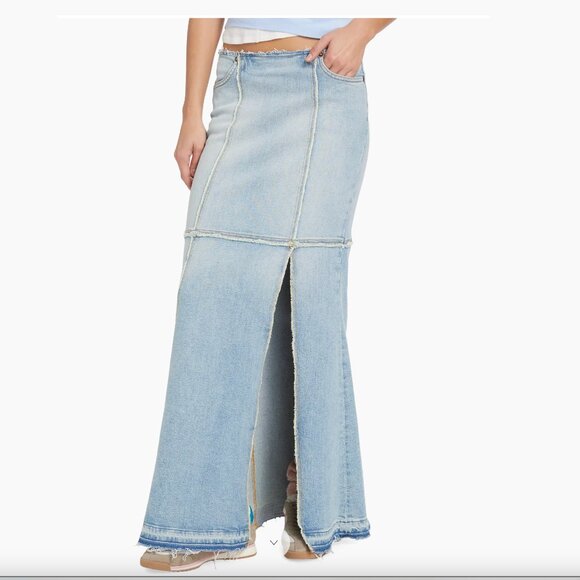 NWT Re/done Frayed Denim Maxi Skirt Size 28 (Women's 6 but will fit an 8) - Picture 2 of 5